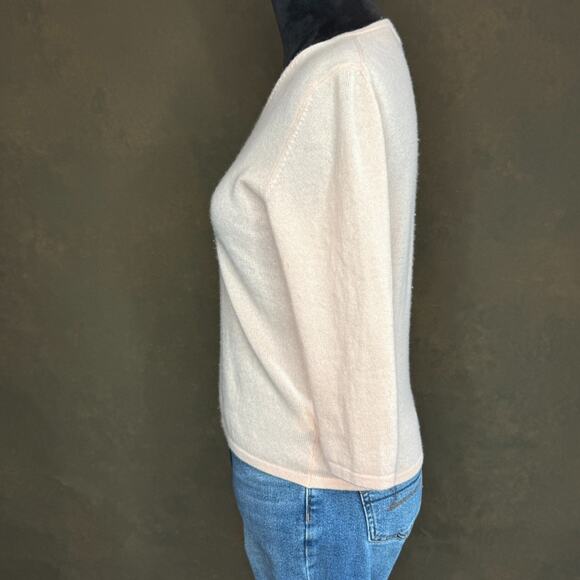 Worthington 100% Cashmere Sweater Women’s Small Blush Peach V-Neck 3/4 Sleeve - Picture 5 of 8